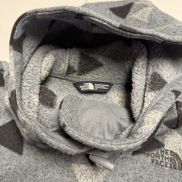 The North Face Fleece Jacket Womens Small 19x24 Gray Hood Geo Aztec - Picture 10 of 15